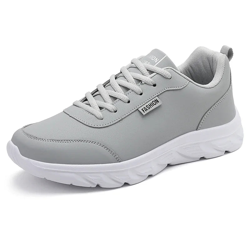 YRZL Zapatillas para correr Zapatillas de deporte de cuero artificial impermeables Zapatos deportivos al aire libre Hombres Zapatillas casuales ligeras para caminar para hombres