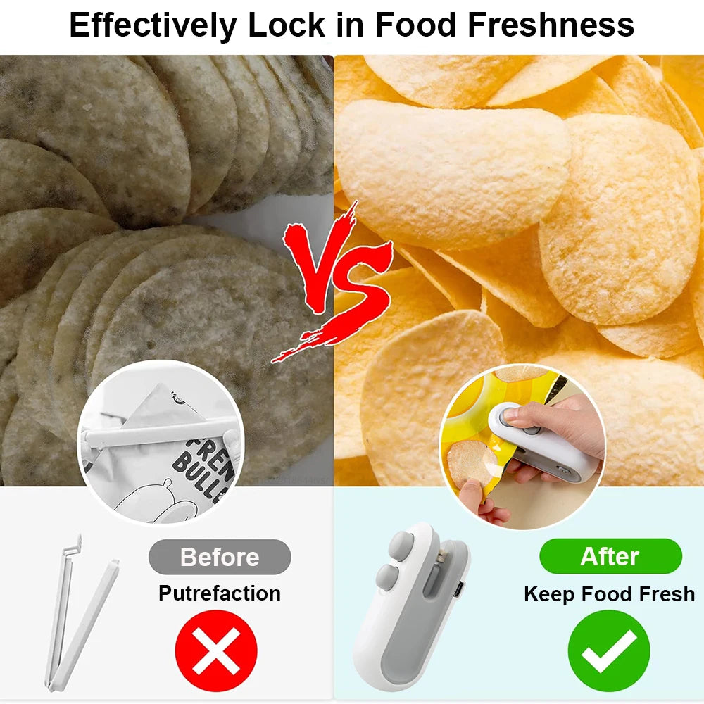 Mini selladora de bolsas recargable para conservar alimentos frescos