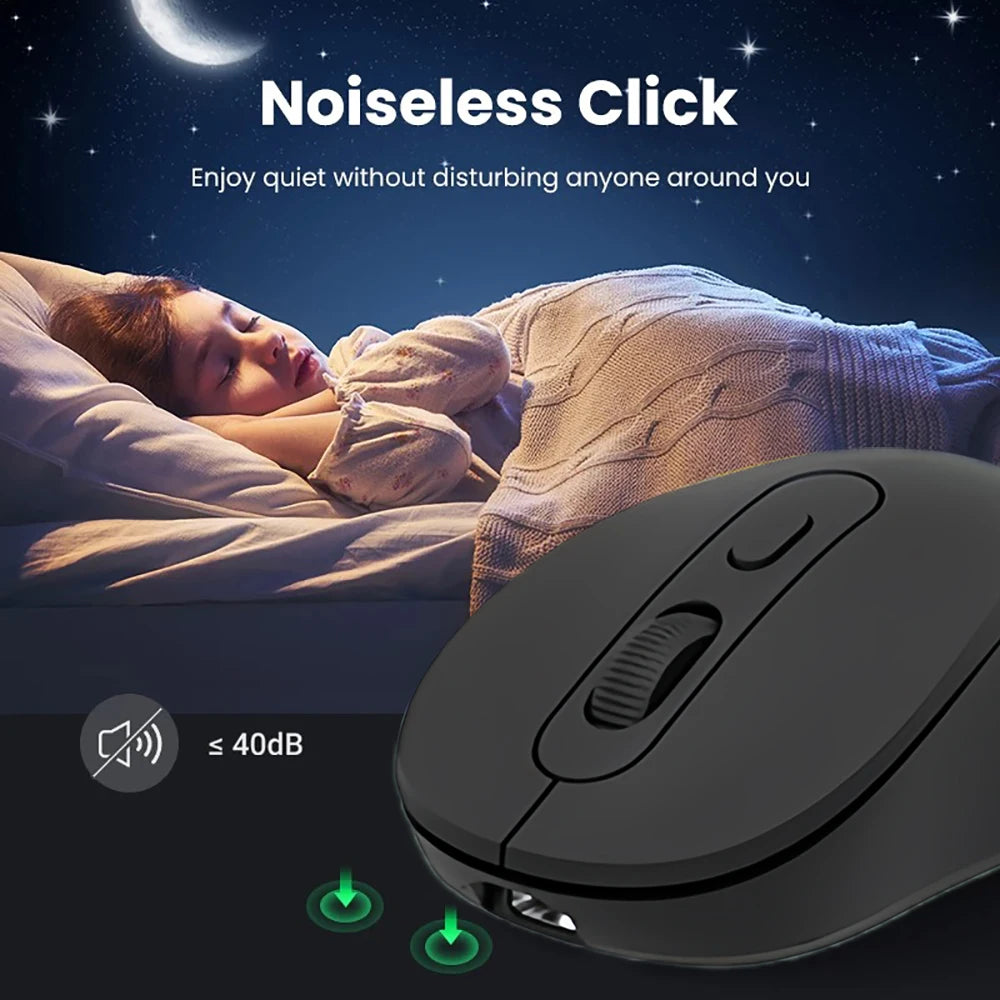 Ratón inalámbrico Bluetooth 5,2 de 2,4G, ratón recargable de modo Dual para juegos, ratón silencioso de 1600 DPI para PC, portátil, MacBook Pro Bluetooth 5.2 Mouse 2.4G Wireless Mouse Rechargeable Dual Mode Gaming Mous