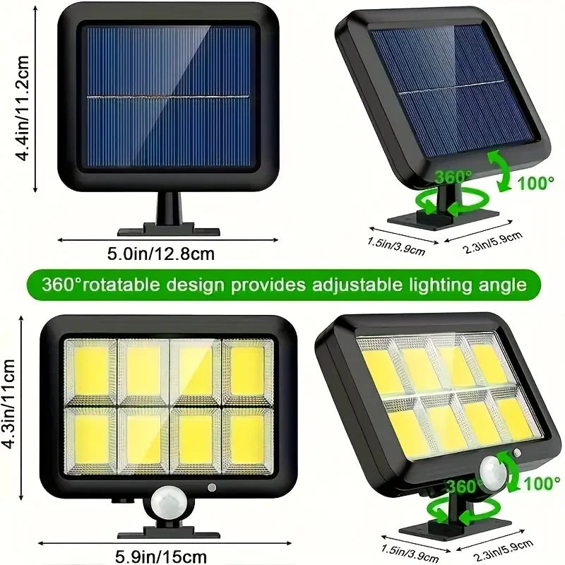 Lámpara Solar de Pared Exterior con Sensor de Movimiento 3 Modos
