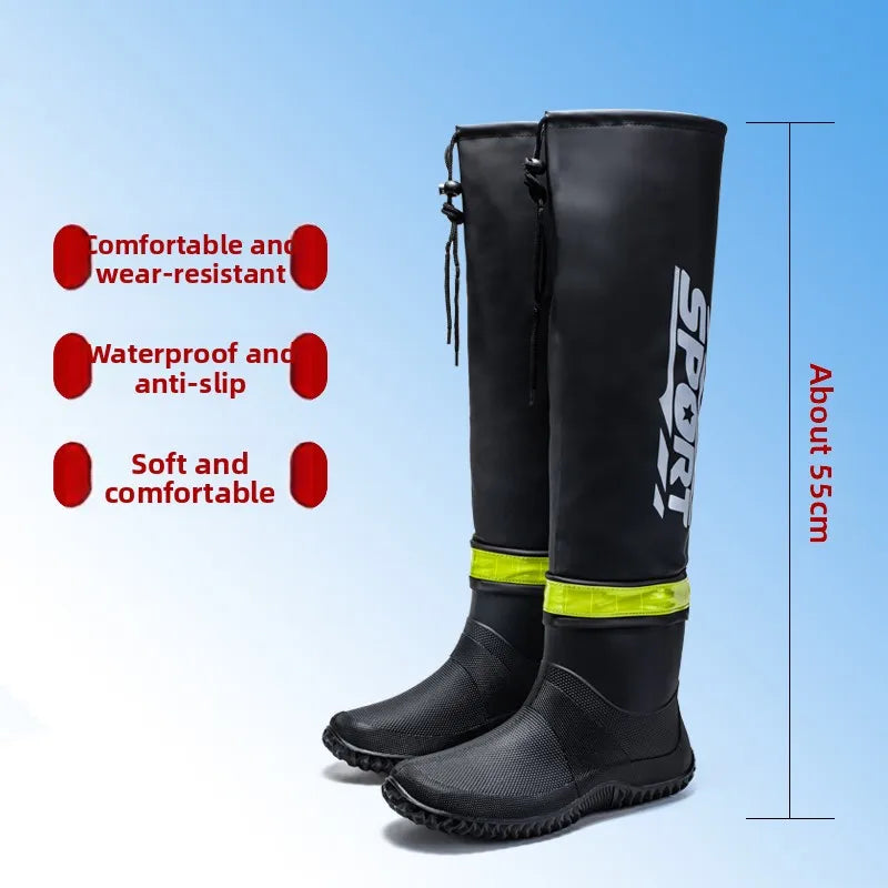 Botas de lluvia para hombre impermeables antideslizantes de caña alta