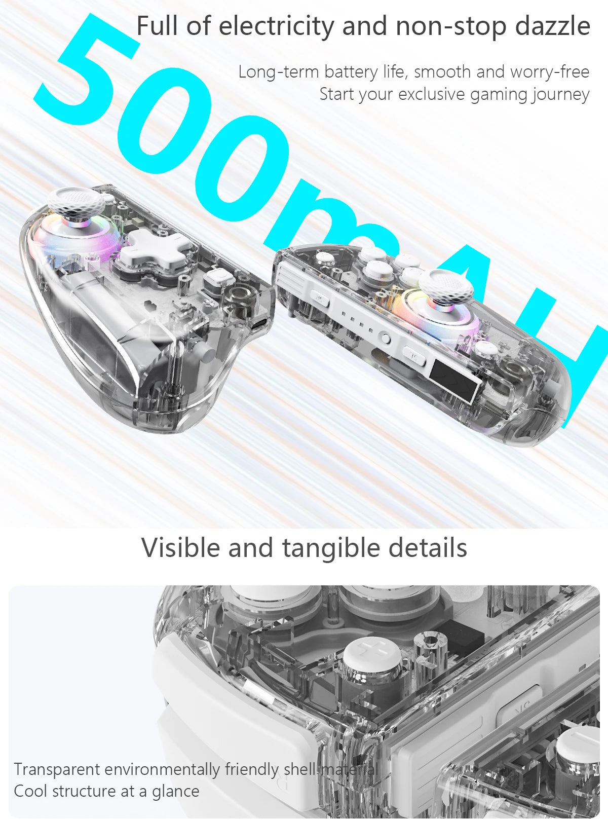 Controlador inalámbrico LinYuvo Meteor Light KS37B para interruptor/OLED con programable/Control de movimiento/doble vibración/Función Turbo