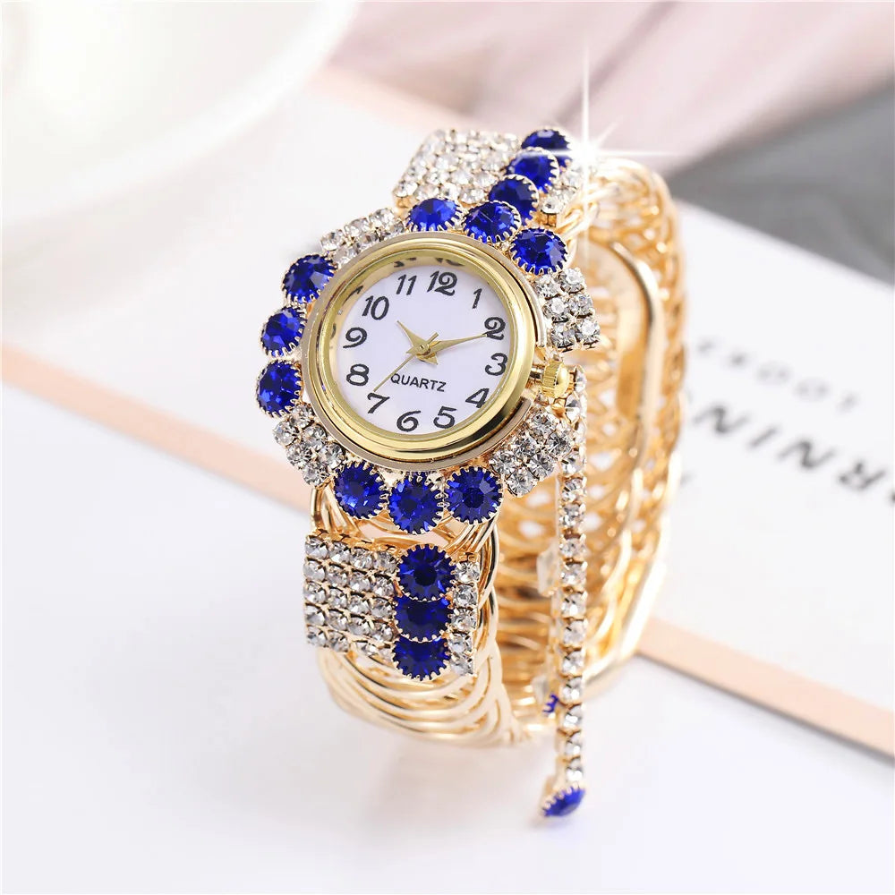 Reloj de Cuarzo de Lujo con Brazalete Dorado Mujer