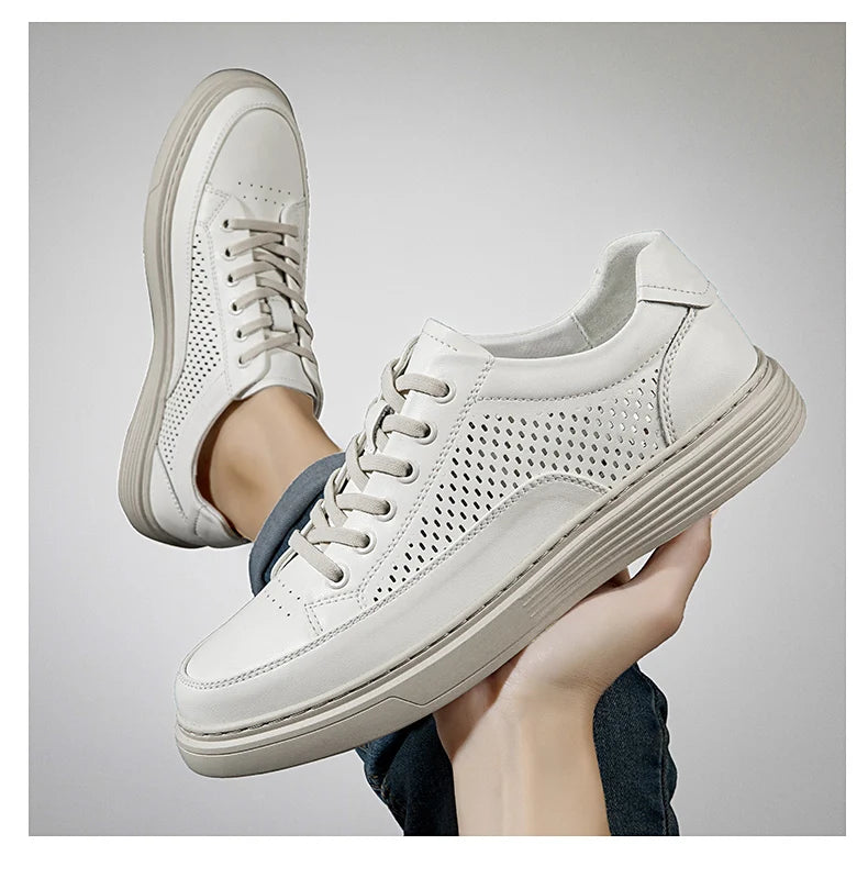 Zapatos Casuales de Cuero Genuino para Hombre - Suela Gruesa