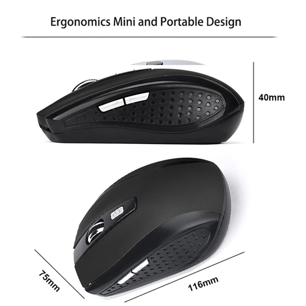 Ratón inalámbrico silencioso 2,4G, ratón óptico portátil para oficina, niveles de DPI ajustables para Notebook, PC, portátil, MacBook