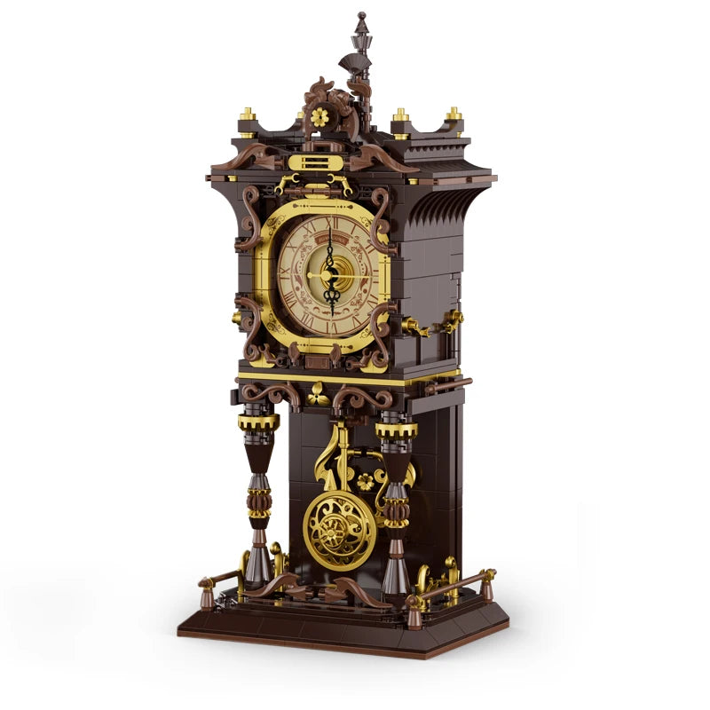 Relojes de bloques de construcción de estilo retro europeo simulados por JAKI, adorno de juguete para sala de estar, juguete educativo de construcción, regalo navideño.