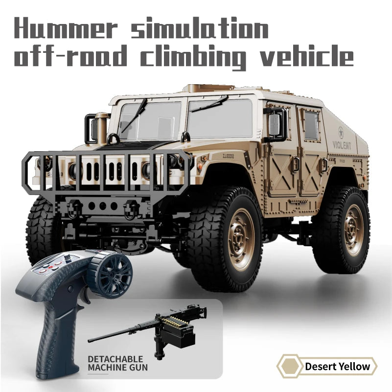 Coche RC Militar Crawler 4WD 2.4G 1:14, Vehículo Todoterreno con Accesorios