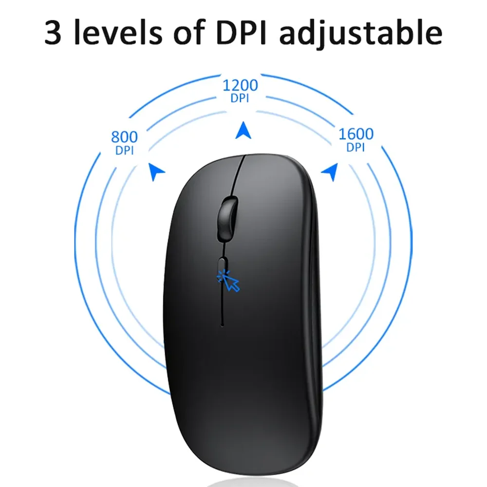 Ratón inalámbrico delgado, ratón óptico de 2,4 GHz, 1600DPI, ratón silencioso para Gamer, ratón de diseño ergonómico con receptor USB para PC y portátil