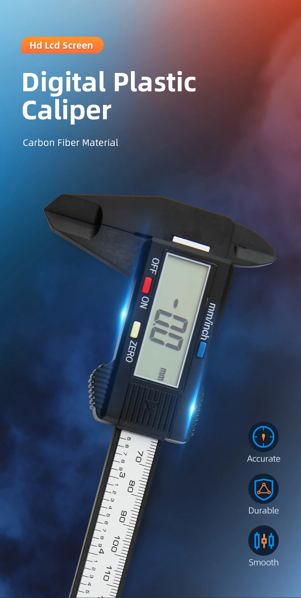Calibrador de plástico pacômetro calibrador Digital regla electrónica Vernier calibre Digital herramienta de medición calibrador Digital micrómetro