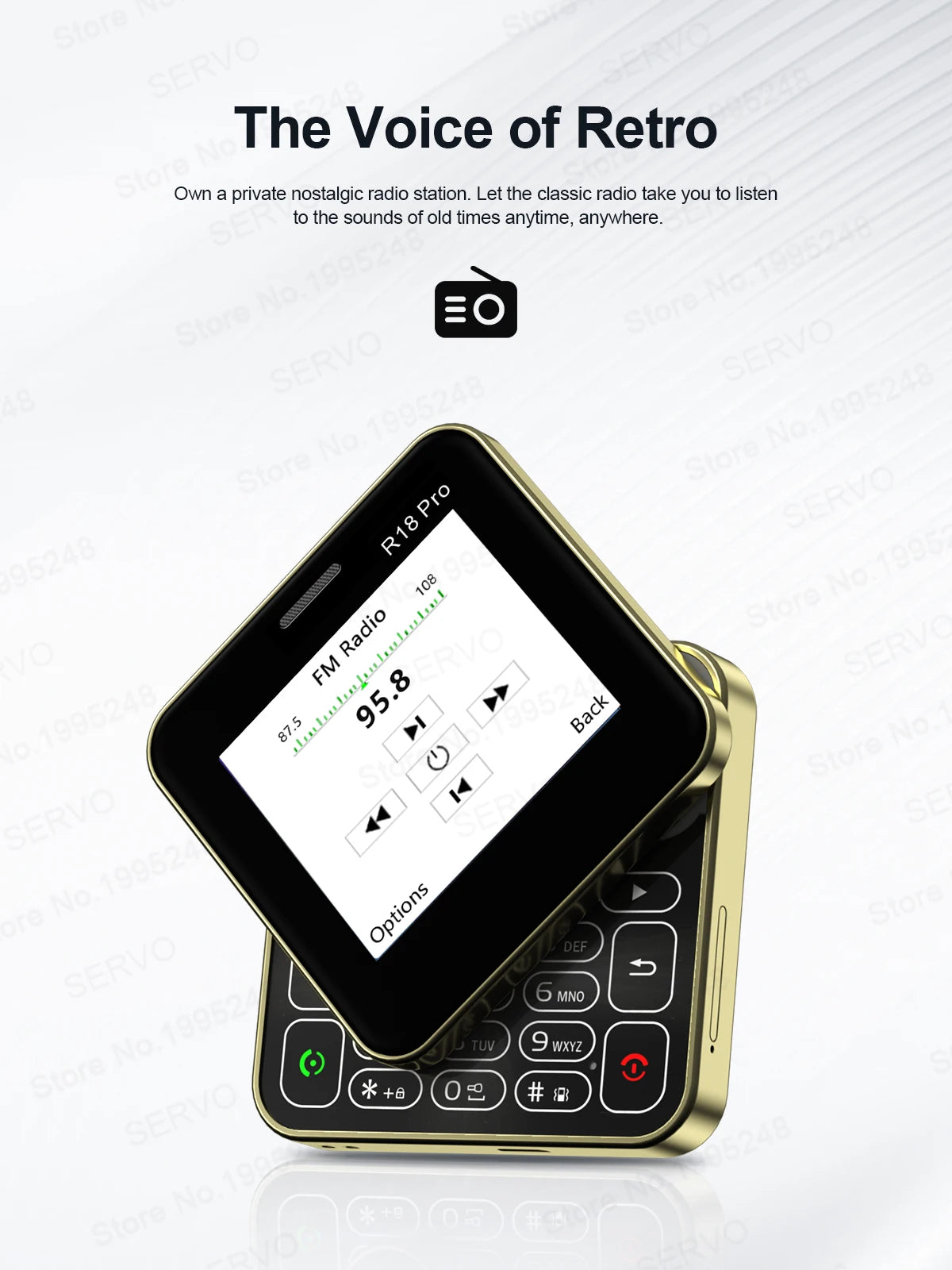 SERVO R18 Pro — Teléfono Básico Giratorio Doble SIM, Radio FM y Linterna