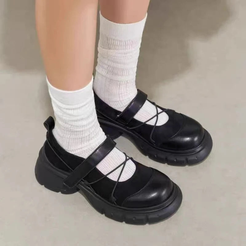 Mocasines Mary Jane con Plataforma para Mujer, Zapatos Casuales con Tacón Grueso y Correa Cruzada, Estilo Dulce y Moderno para Primavera, Citas Diarias y Fiestas