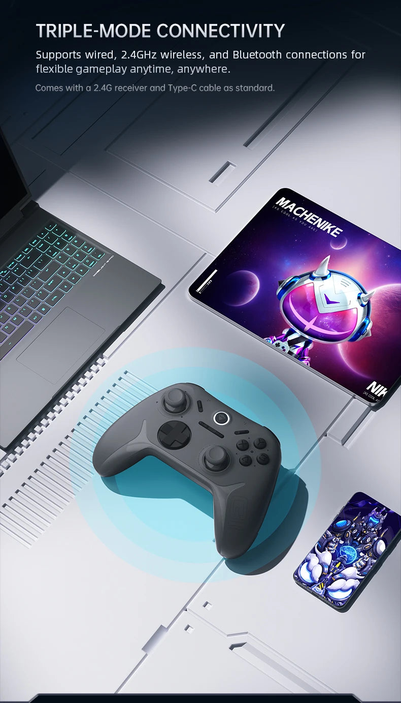MACHENIKE-controlador inalámbrico G1 para videojuegos, Joystick de disparo de efecto Hall con tasa de orollamiento de 1K para Nintendo Switch, PC, iOS y Android