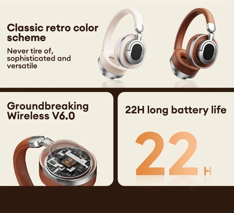 Lenovo LE602 Bluetooth 6,0 auriculares supraaurales sonido estéreo HiFi auriculares de música de moda ENC HD llamada auriculares inalámbricos con cable