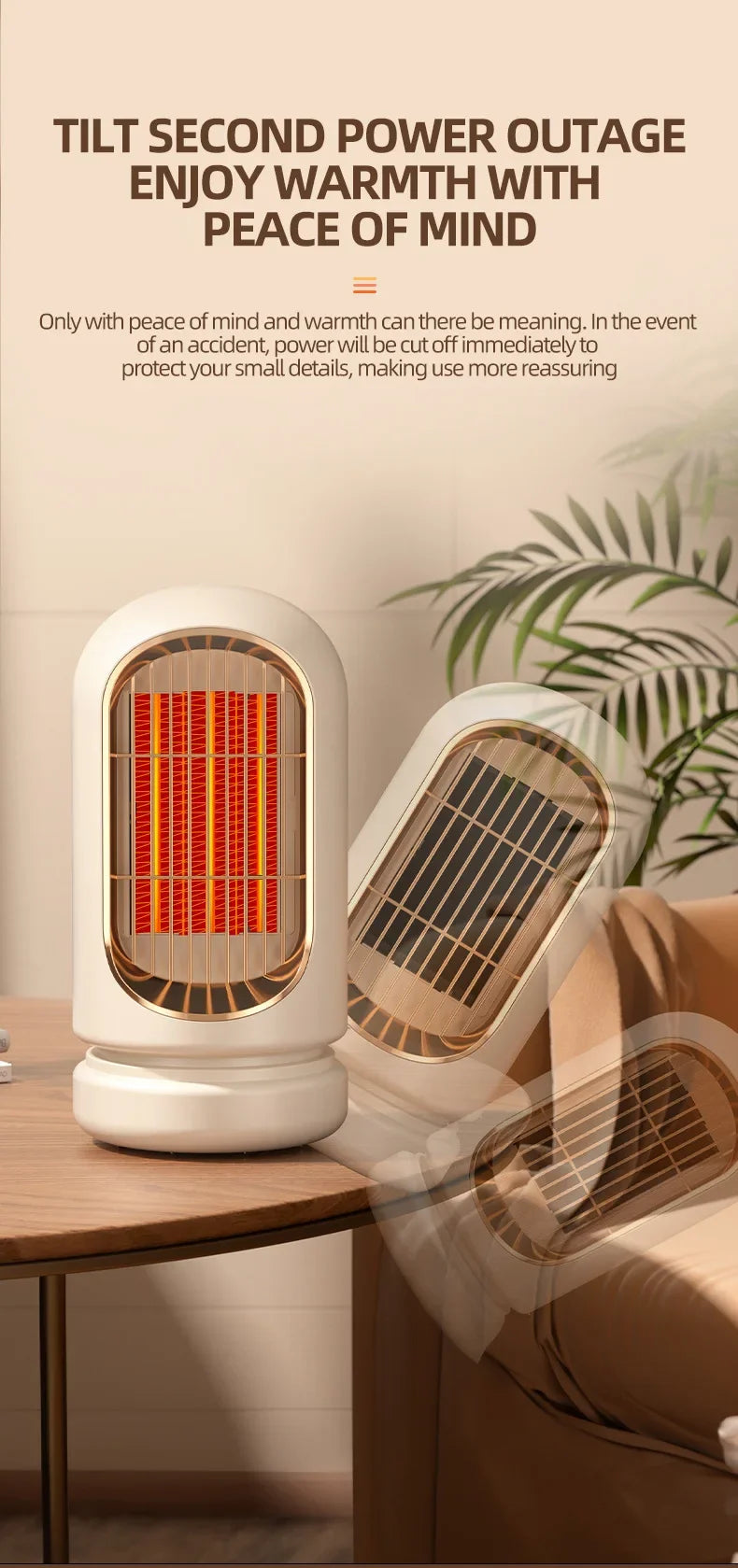Calentador doméstico pequeño, temperatura constante duradera, añadir rápidamente seguridad y ahorro de energía, protección de apagado, calentador eléctrico