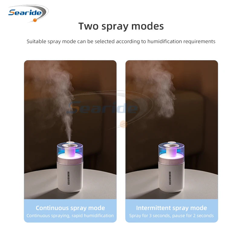 Mini humidificador USB 180 ml con difusor de aromas y luz de colores