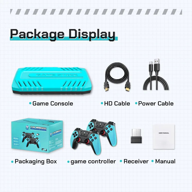 Nuevo Control de Videojuegos Retro U36 con 128 GB y Más de 50000 Juegos, Consola de Juegos Portátil para TV, Videojuego HD 4K, Regalo