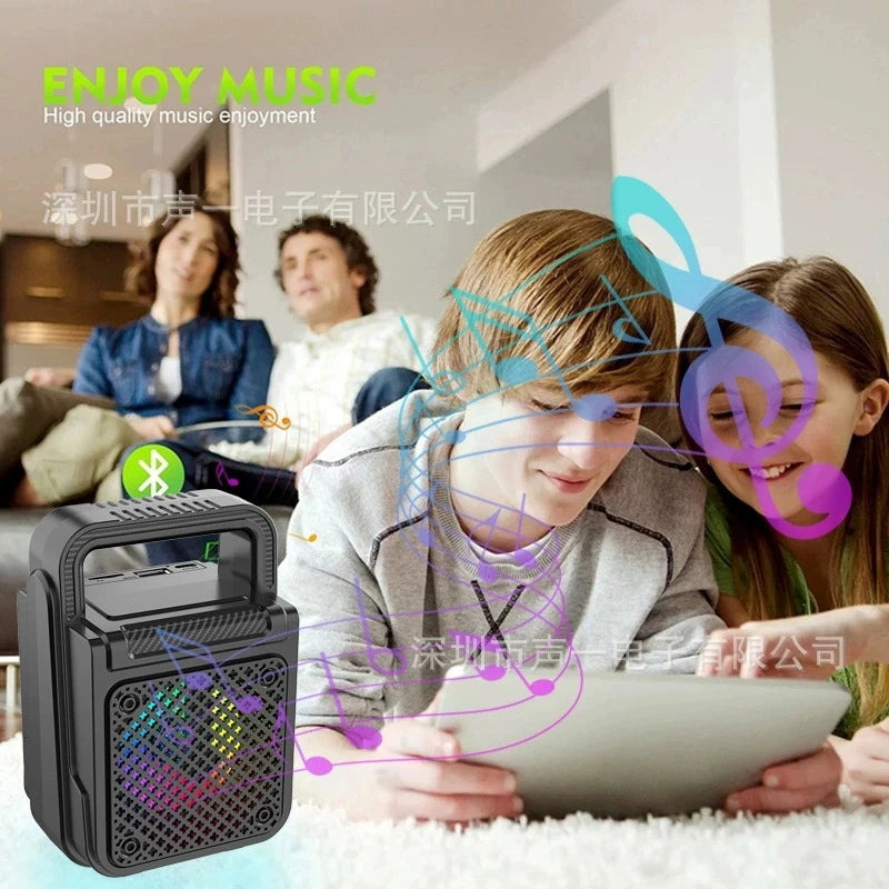 Altavoz Karaoke Bluetooth 8W con Micrófonos Inalámbricos y LED RGB