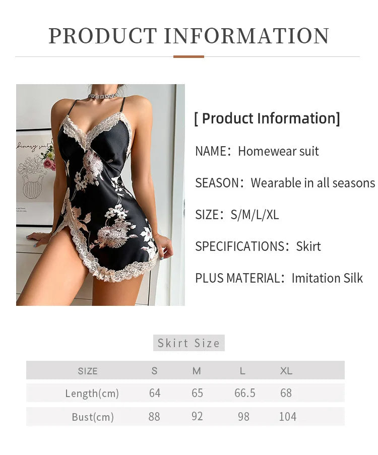 Nuevo vestido de dormir de seda de hielo, Falda corta fina transpirable de verano para mujer, ropa para el hogar, vestido de seda sintética, pijama sexy