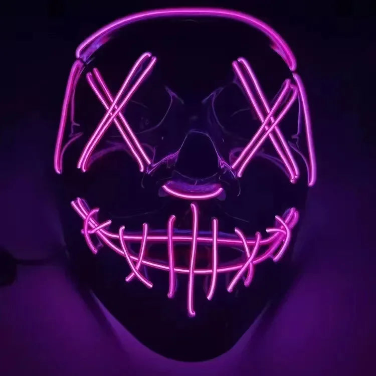 Máscara Led Halloween Carnaval Navidad Fiesta de disfraces Club nocturno Máscara temática de película luminosa La purga Máscara de cosplay brillante