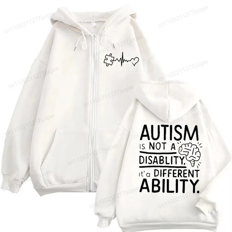 Buzo con Capucha Unisex Autismo | Cremallera Completa