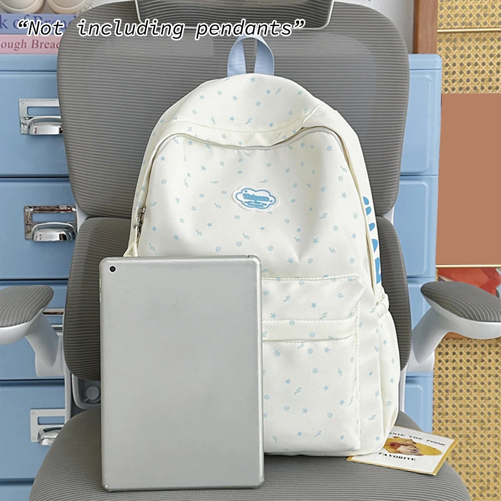 Mochila informal con estampado de estrellas, mochila espaciosa de nailon, bolso suave y duradero para adolescentes, para viajes diarios y viajes cortos