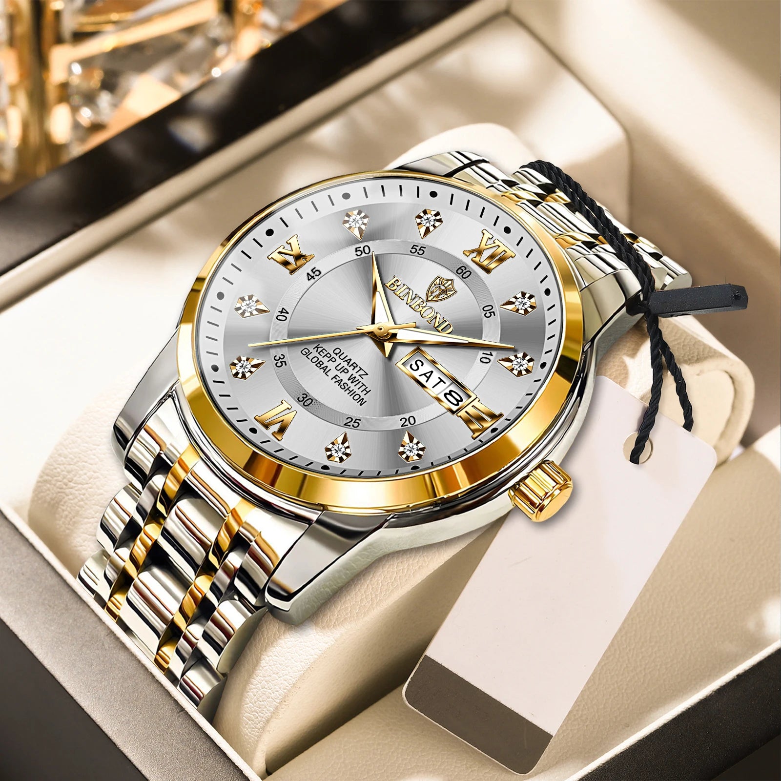Reloj de pulsera deportivo BINBOND para hombre, cuarzo, resistente al agua