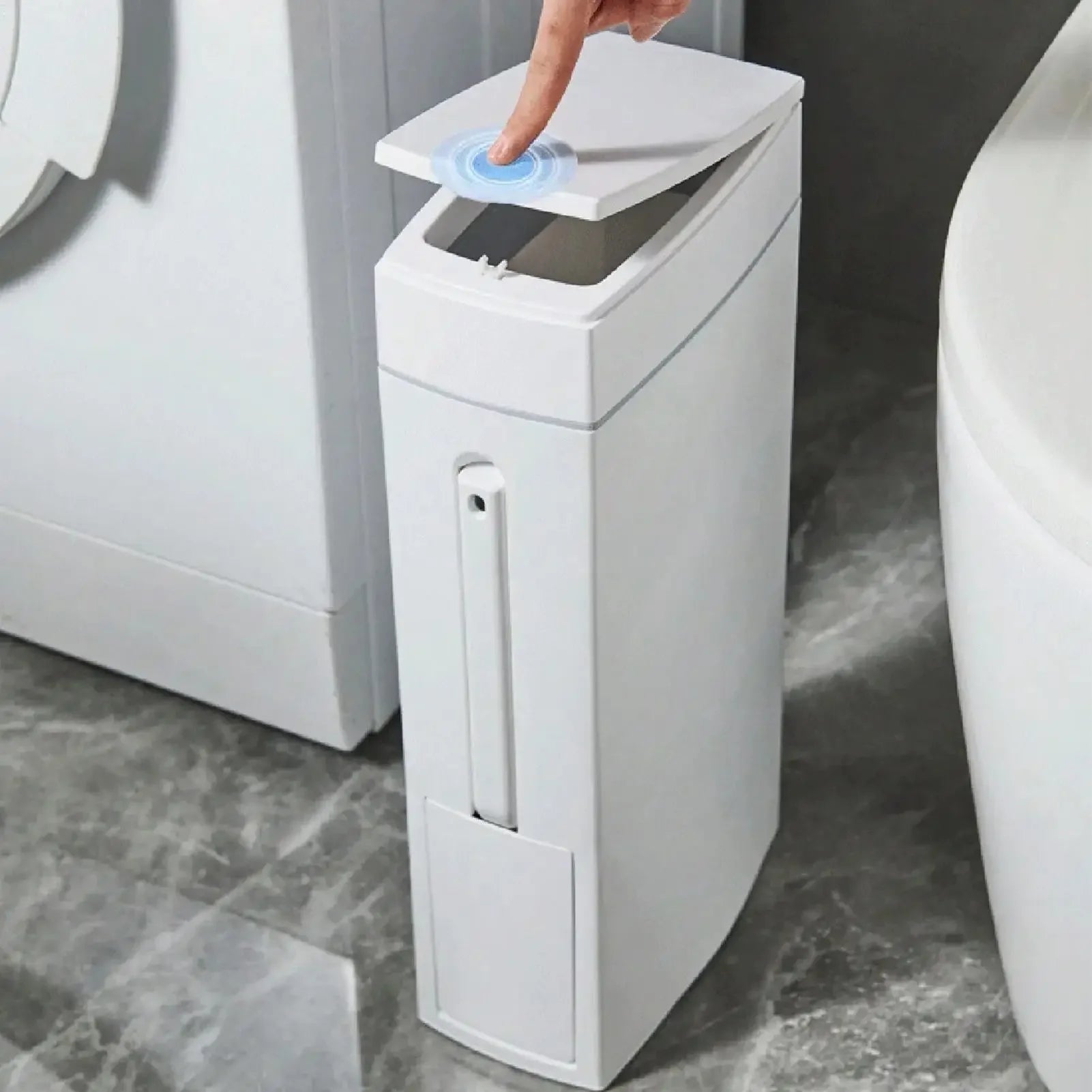 Cubo de basura para baño con escobilla para inodoro y tapa, compacto