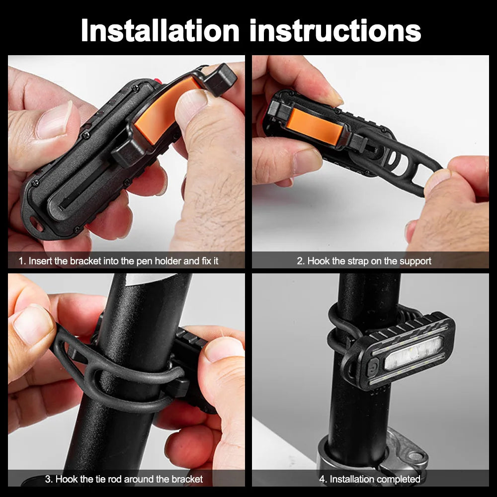 Mini linterna LED recargable por USB para bicicleta, linterna de bolsillo portátil, llavero, lámpara, luz trasera de bicicleta, luz de advertencia de Flash
