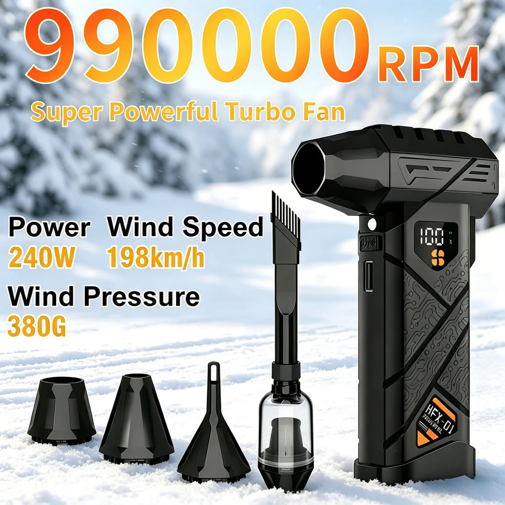 Soplador de aire turbo eléctrico inalámbrico 990000 RPM con batería 10000 mAh