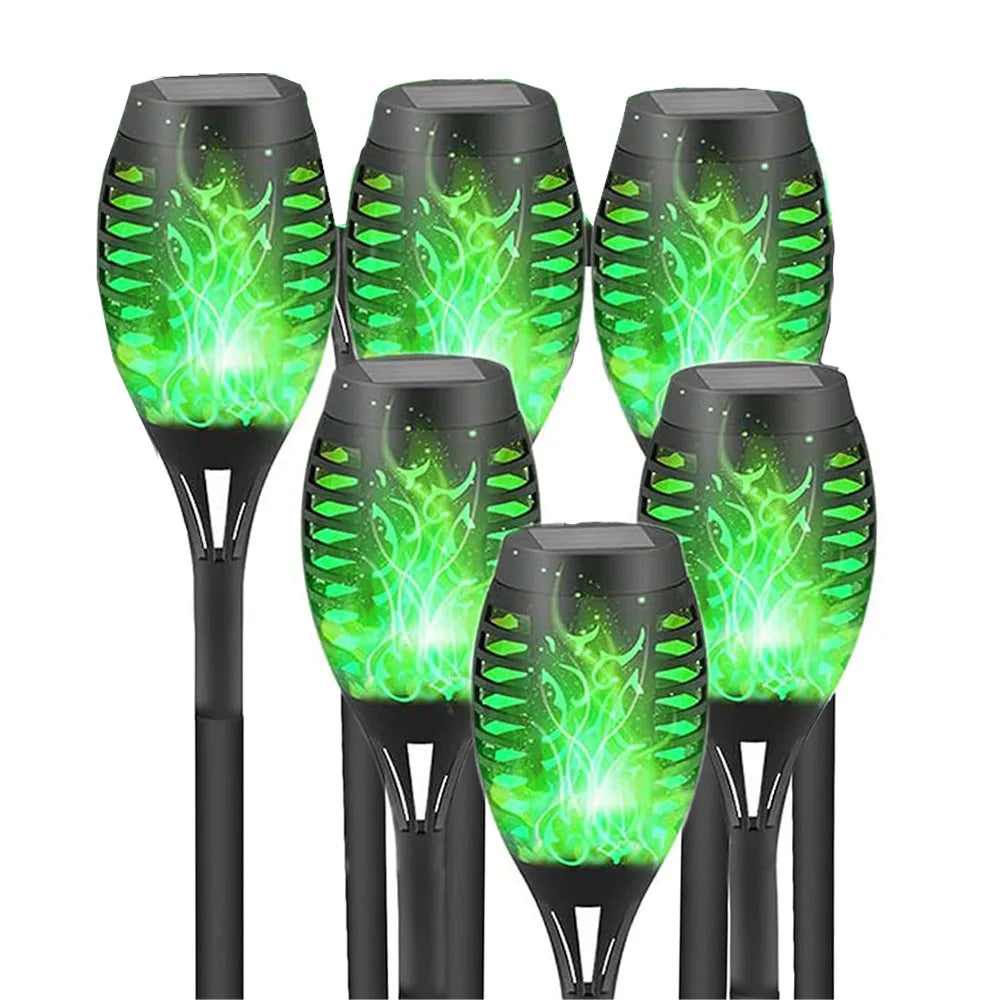 Luces Solares Antorcha Llama Solar RGB 12LED para Jardín Pack x6