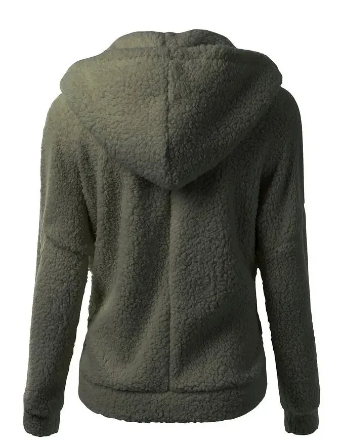 Chaqueta cálida de otoño e invierno para mujer, Sudadera con capucha informal 2025, sudaderas con capucha para mujer, sudadera con cremallera, abrigo liso de lana suave para mujer