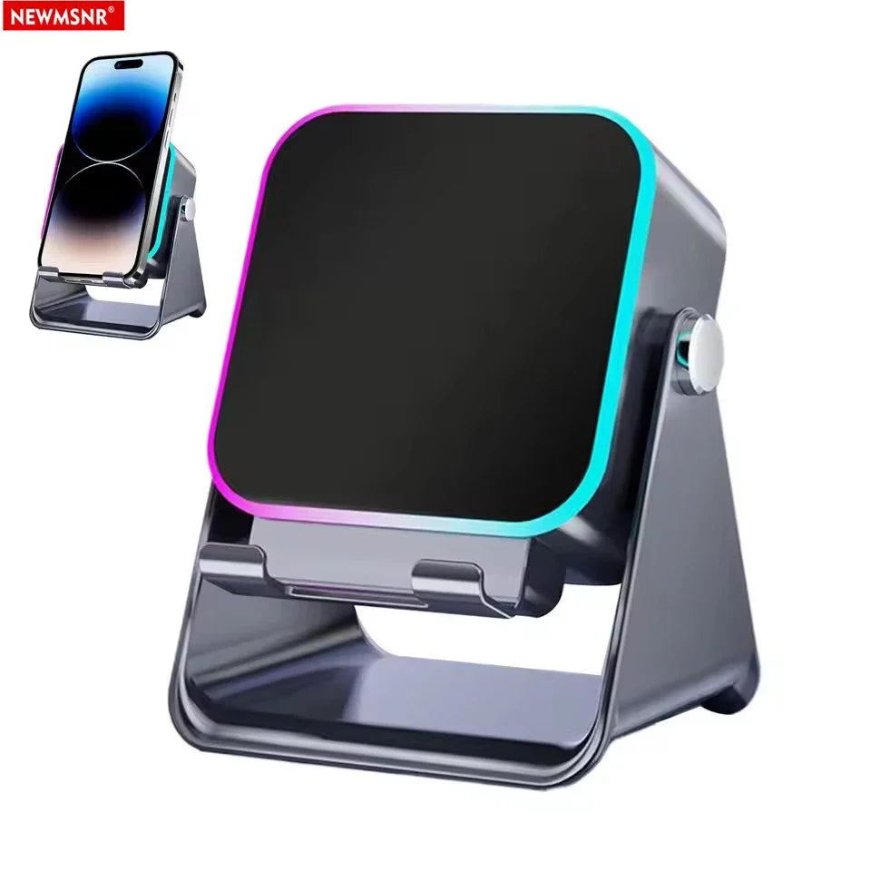 NUEVO Altavoz Inalámbrico de Inducción Automática 5 en 1 con 8 Modos de Luz RGB, Soporte para Teléfono, Sonido Envolvente, Soporte Portátil para Teléfono con Bluetooth
