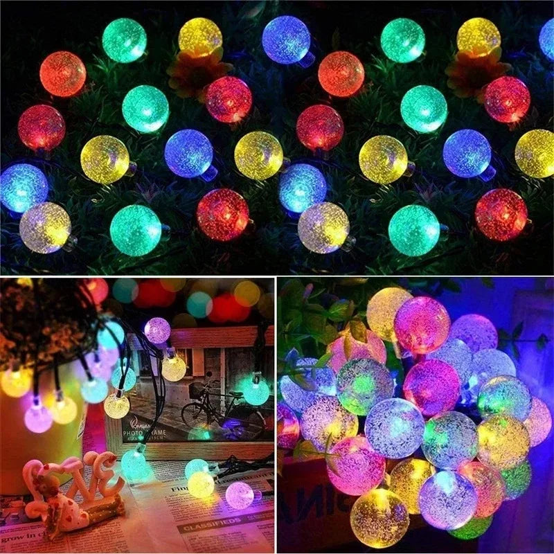 Guirnalda Solar 200 LED para Jardín Globo Cristal Impermeable