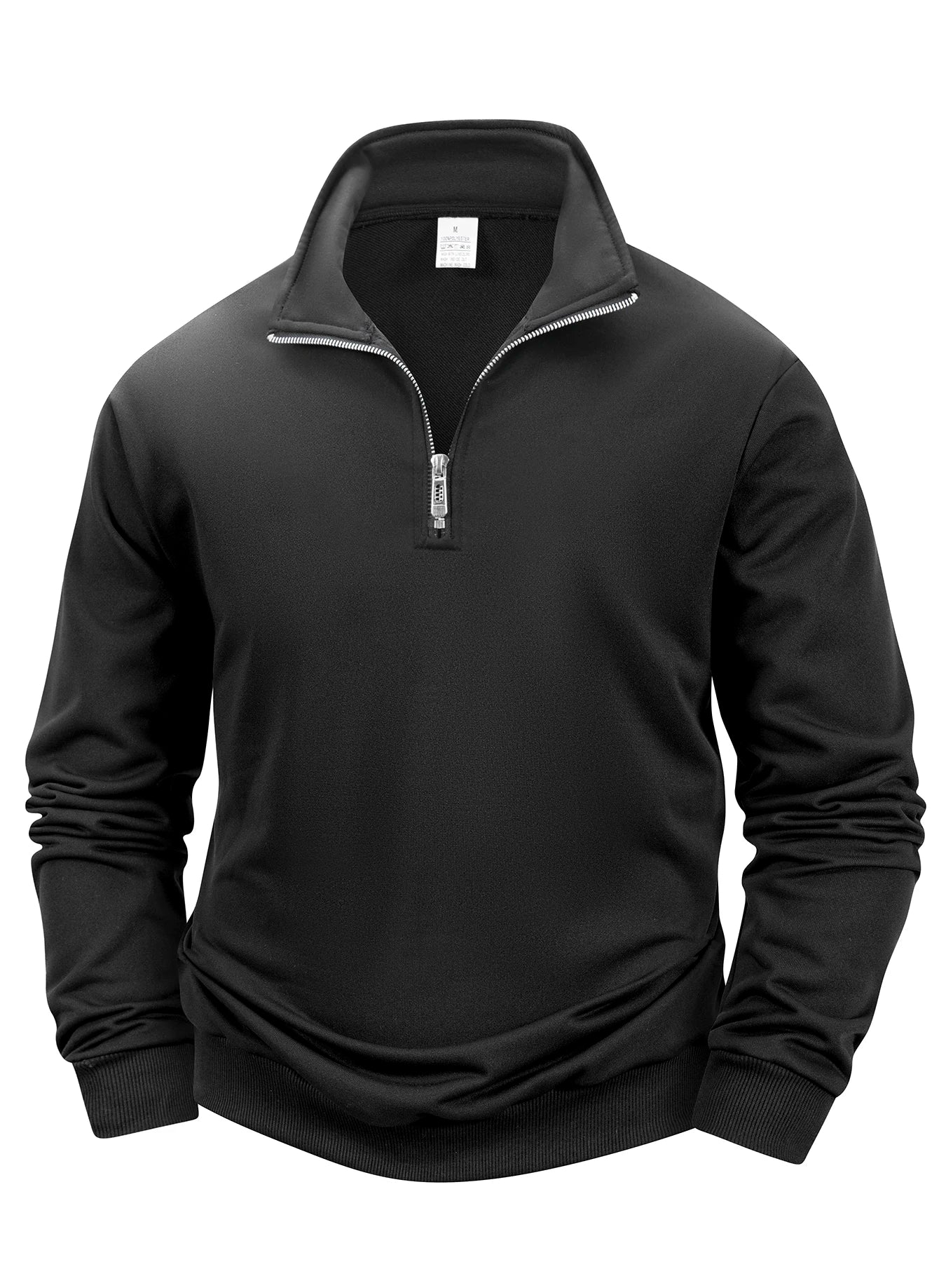 Otoño hombres cremallera pulóver de manga larga suéter hombres cálido delgado Casual cuello alto cuello simulado pulóver sudaderas Tops