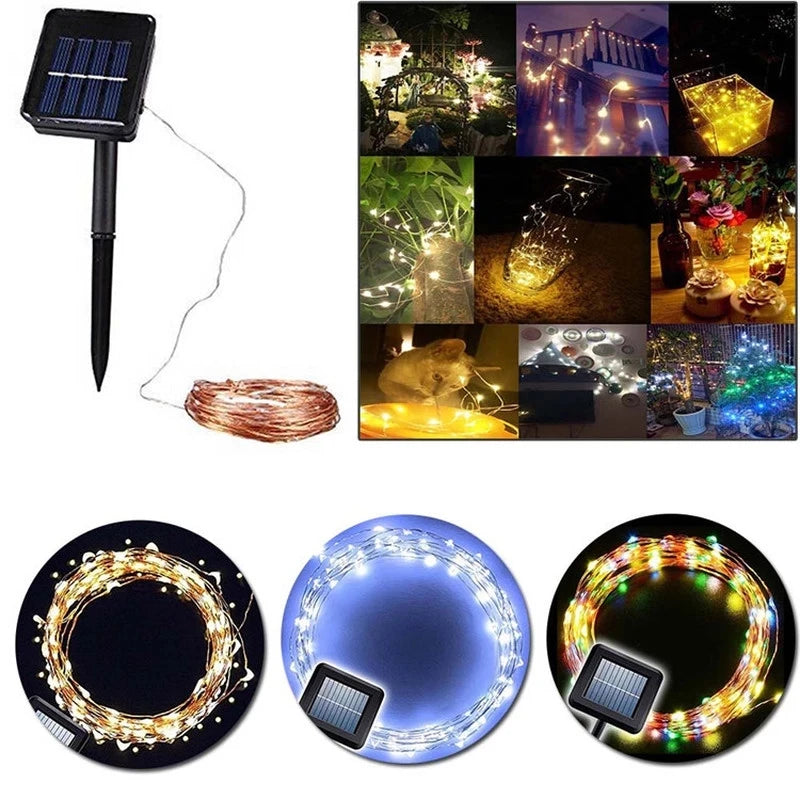 Guirnalda de Luces LED Solares para Jardín 8 Modos Impermeable