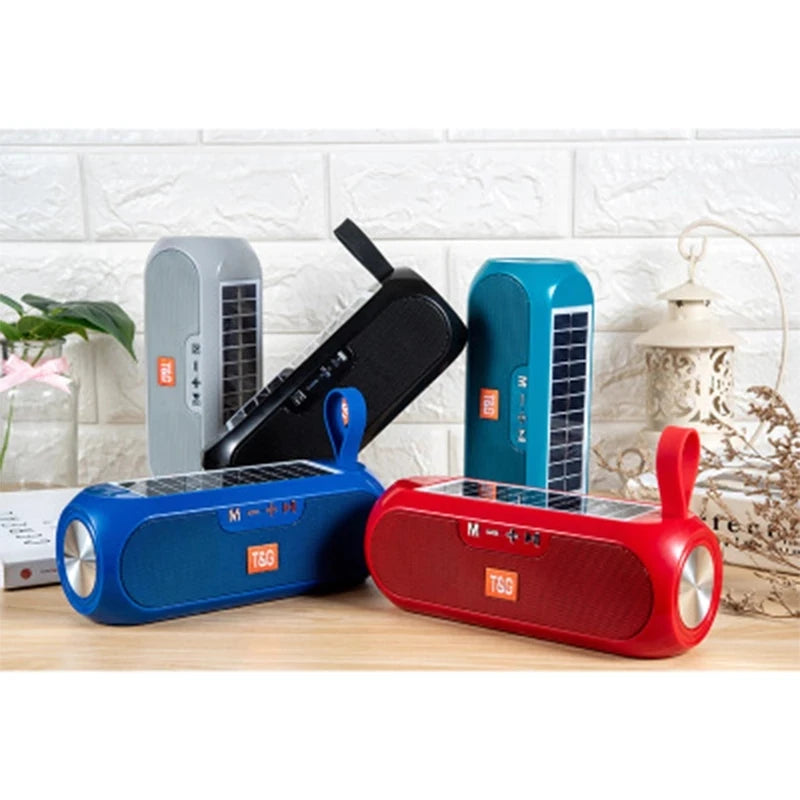 Radio Solar FM para exteriores, altavoz inalámbrico portátil con Bluetooth, caja de sonido de música, Subwoofer, bajo, Aux, PC, TV, ordenador, TV, estéreo Hifi, Mp3