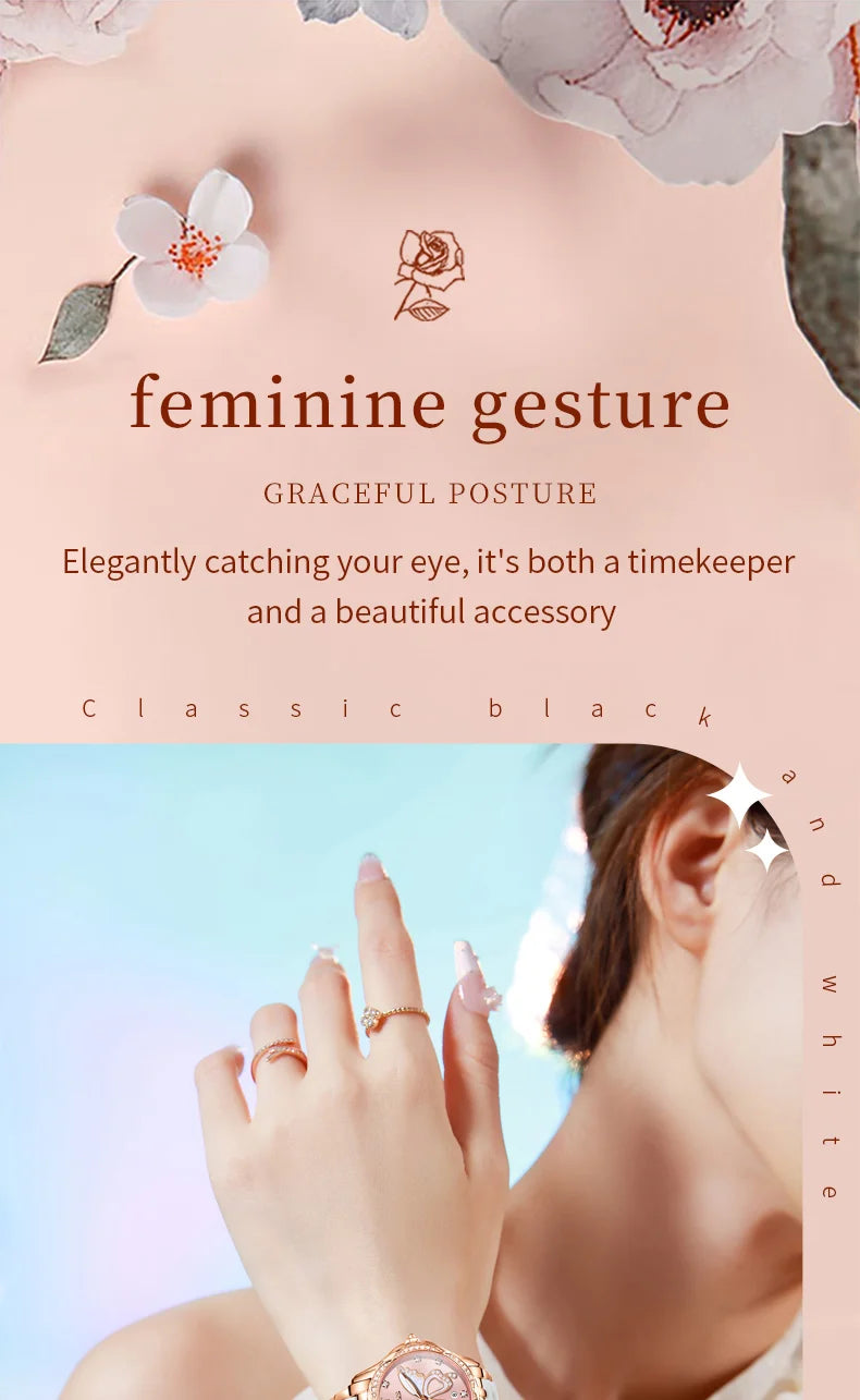 Reloj de Cuarzo OLEVS para Mujer, Correa de Cerámica, Diseño Mariposa