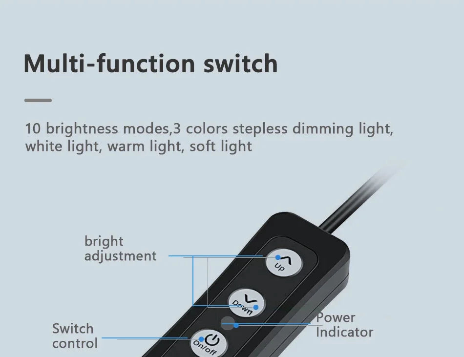 Luz de Video de 26CM, Anillo de Luz LED Regulable para Selfies, Lámpara de Anillo USB con Soporte de Trípode Opcional para Grabación de Video y Maquillaje
