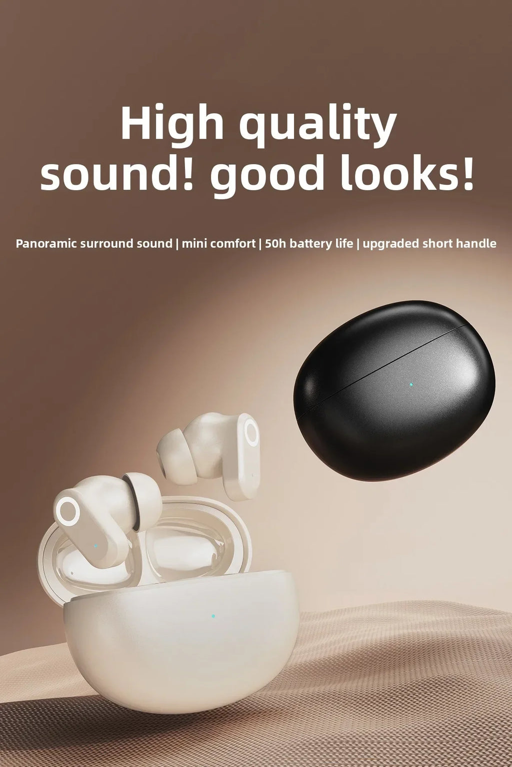 Auriculares inalámbricos Bluetooth 5.3 TWS con control táctil, larga duración de batería, bajos profundos, para juegos, modo dual, baja latencia.
