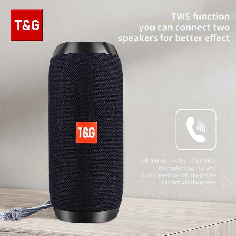 Altavoz Bluetooth T & G TG117, caja de sonido portátil TWS, altavoz resistente al agua, altavoces envolventes estéreo para exteriores, compatible con Radio FM TF