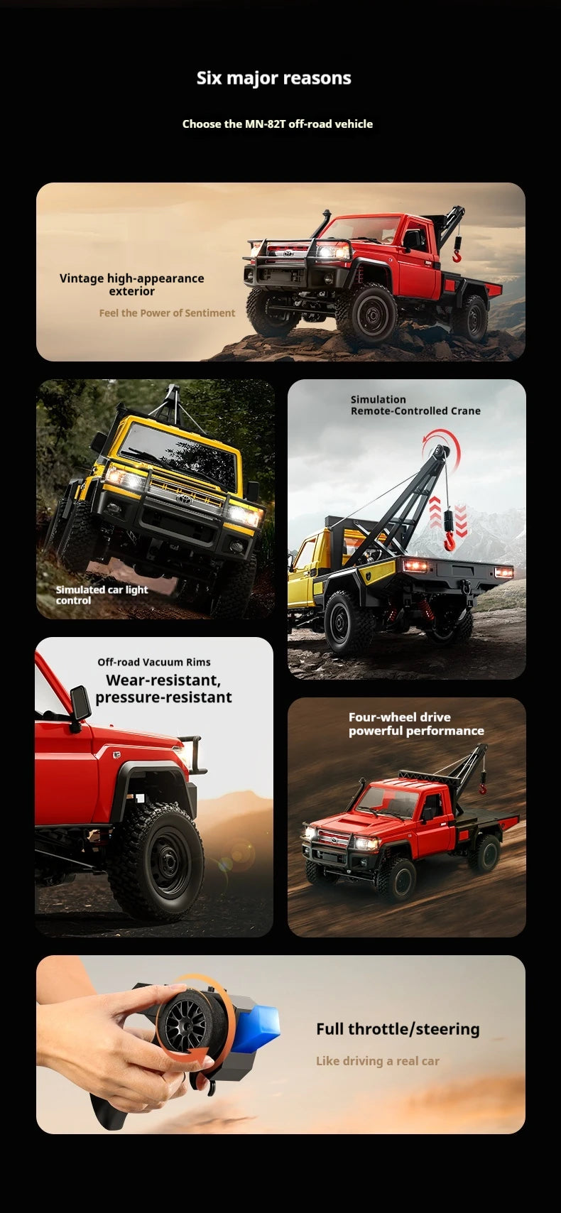 Crawler RC MN82 1:12 4WD Todoterreno con Mando