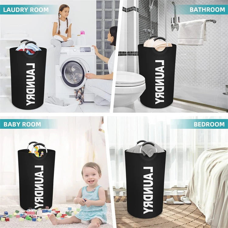 Cesto de Ropa Grande LMETJMA de 90L, Cesto de Ropa Impermeable, Cesto de Ropa Plegable, Cesto de Ropa Alto y Plegable para la Familia