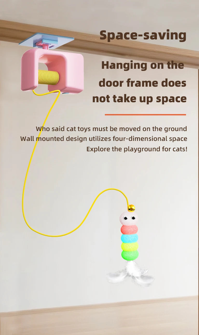 Juguete para Gatos, Alivia el Estrés, Recargable, Interactivo, Colgante de Puerta, Automático, Eléctrico, Pájaro Volador, con Cuerda Elástica para Cazar