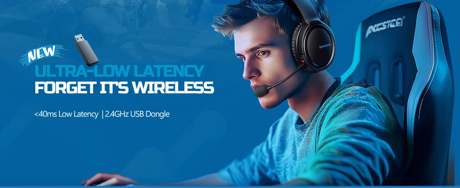 BINNUNE BW02 Auriculares Gaming Bluetooth 5.2