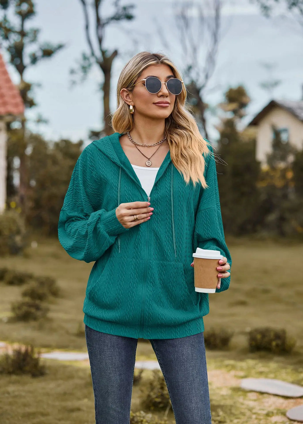 Sudadera con cremallera para mujer, abrigo informal de manga larga, ropa de calle de Color liso, holgado, Harajuku, otoño e invierno, 2024