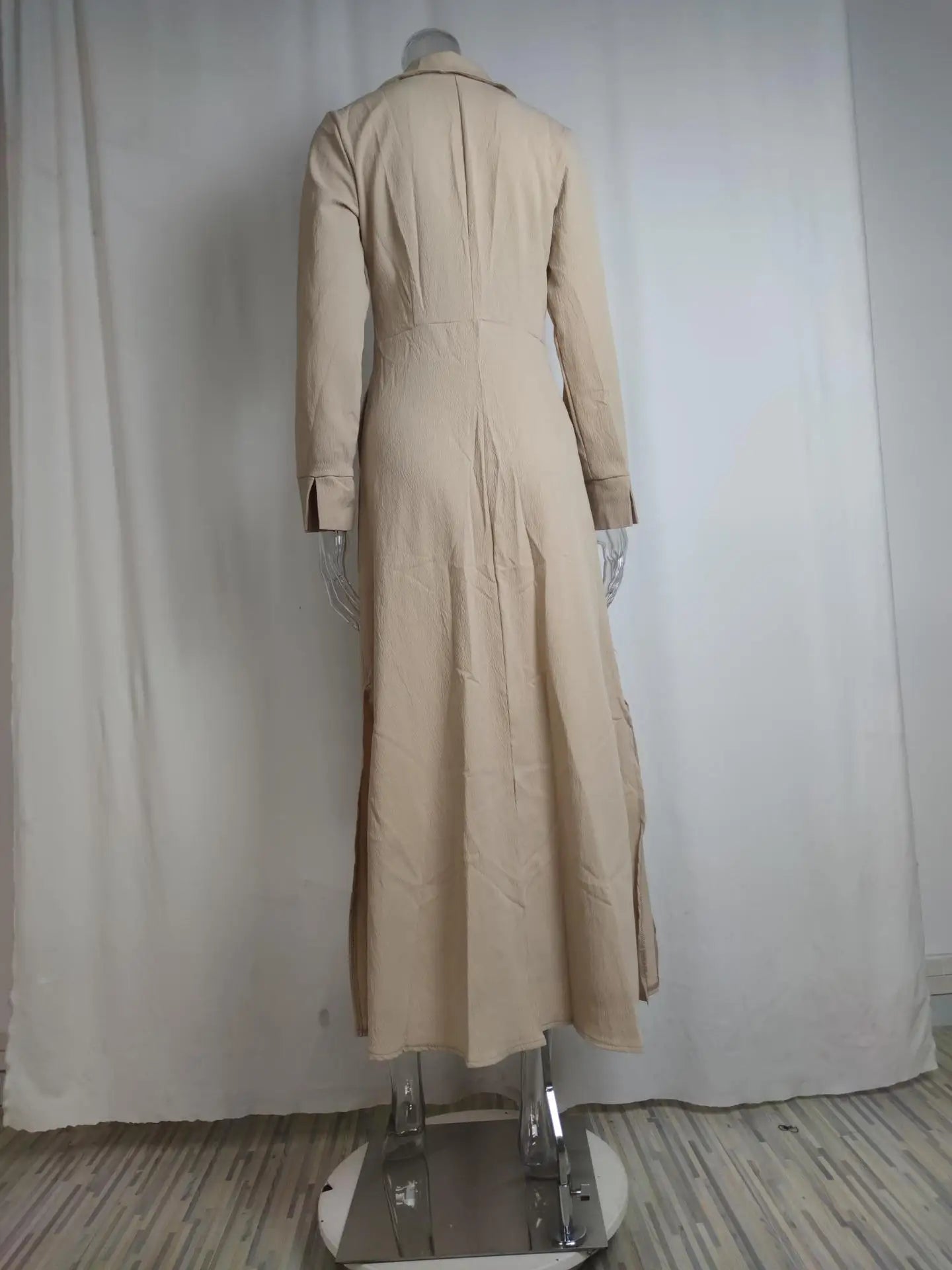 Primavera Verano mujer vestido de talla grande blanco Casual cuello pico solapa camisa de manga larga Maxi vestidos mujer bolsillo fiesta vestido largo