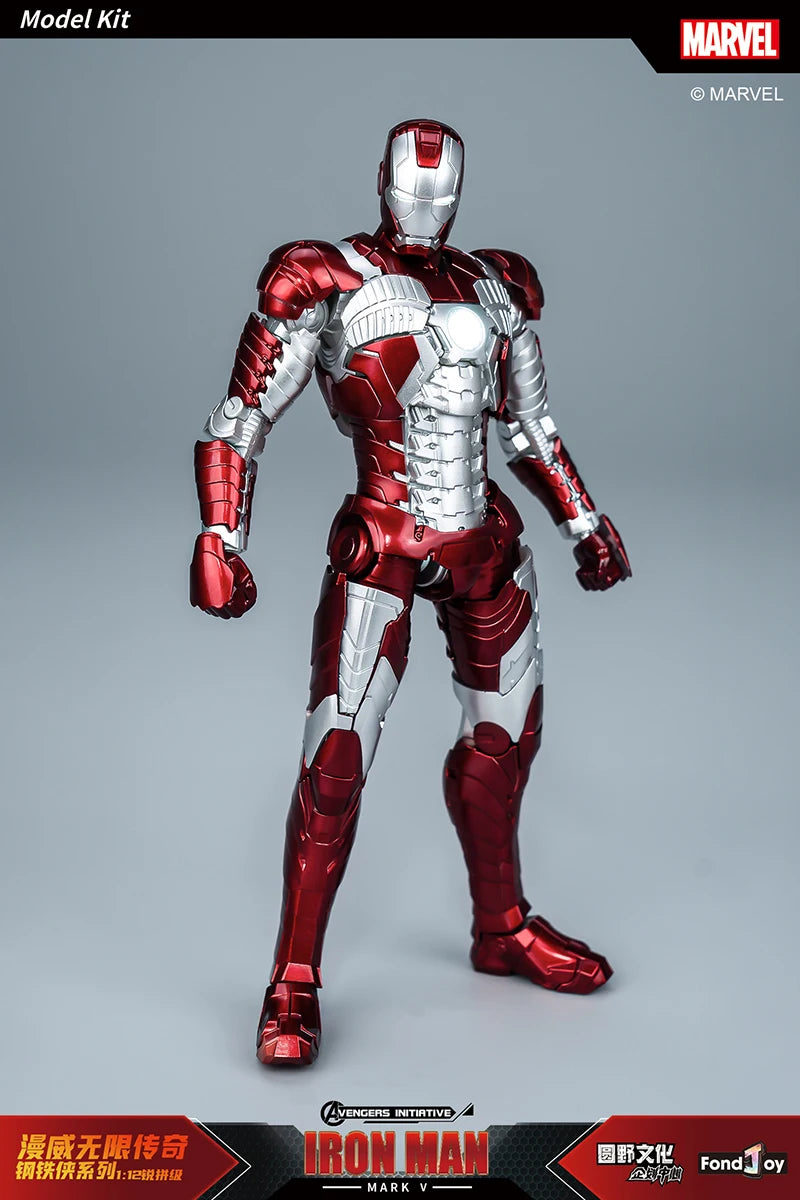 Figura de Anime de Iron Man MK5 de Marvel, Kit de Modelo a Escala 1/12, Serie Infinity Saga, Ironman Mark 5, Ensamblaje ABS, Articulaciones Móviles, Regalos y Juguetes