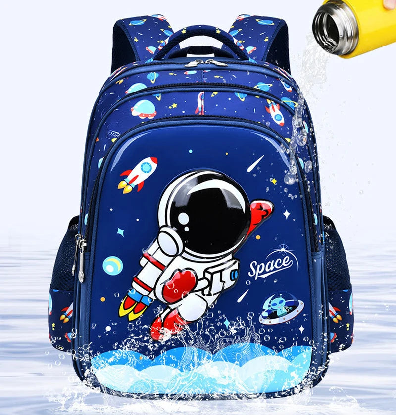 Bolso de hombro para niños, mochila para chico, astronauta estereoscópico 3D de dibujos animados, mochila escolar de ensueño para niño pequeño, escuela primaria impermeable