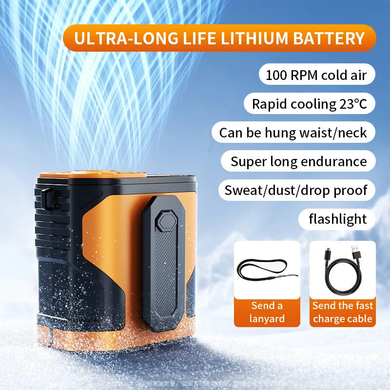 Ventilador portátil para colgar en la cintura, ventilador portátil con clip para la cintura para sitio de construcción al aire libre, luz nocturna para enfriar, Mini ventilador USB para colgar en el cuello