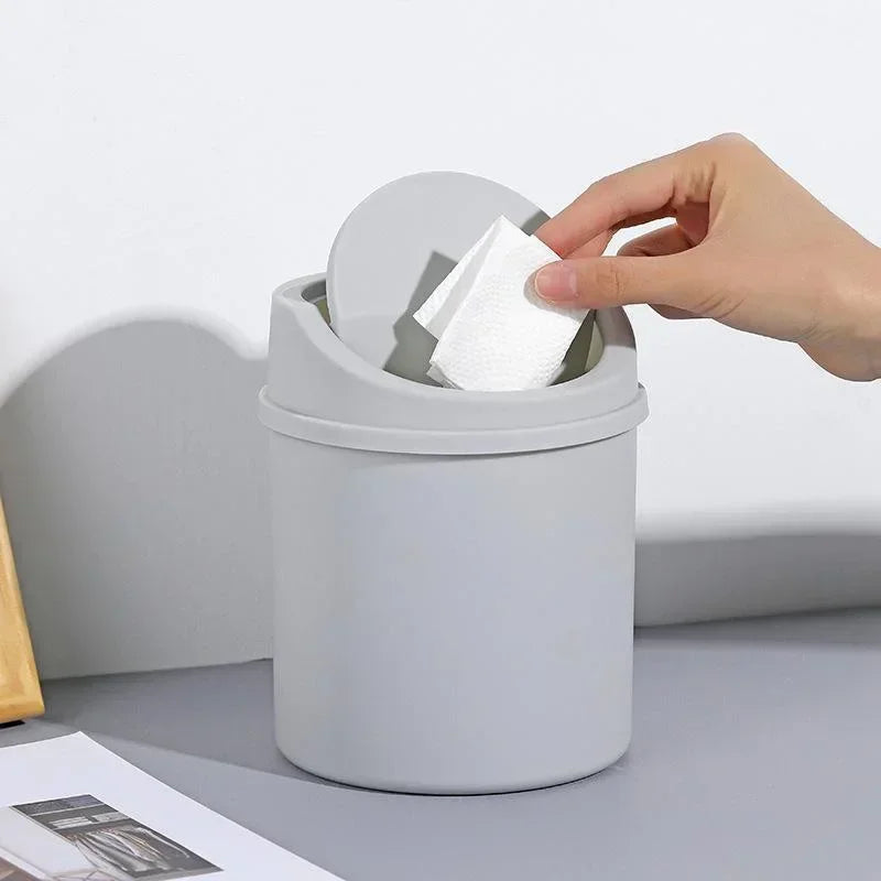 Mini cubo de basura de escritorio con tapa, organizador de basura, dormitorio, oficina, escritorio, caja de almacenamiento para coche, cocina, baño, basura